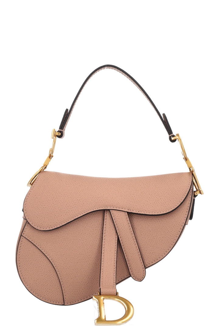 CHRISTIAN DIOR Mini Saddle Bag with Strap Taupe