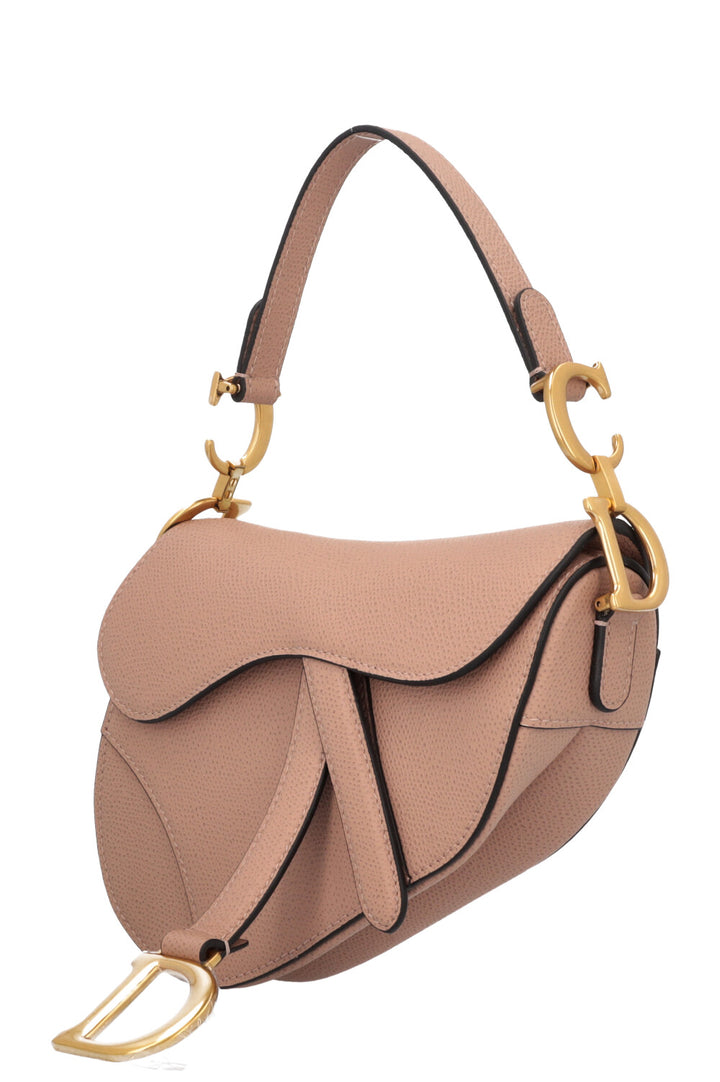CHRISTIAN DIOR Mini Saddle Bag with Strap Taupe