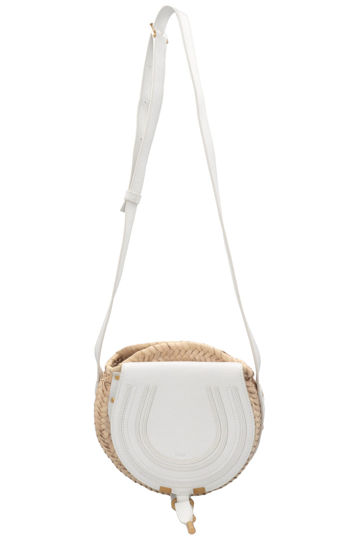 CHLOÉ Marcie Basket Crossbody Bag Small Raffia White