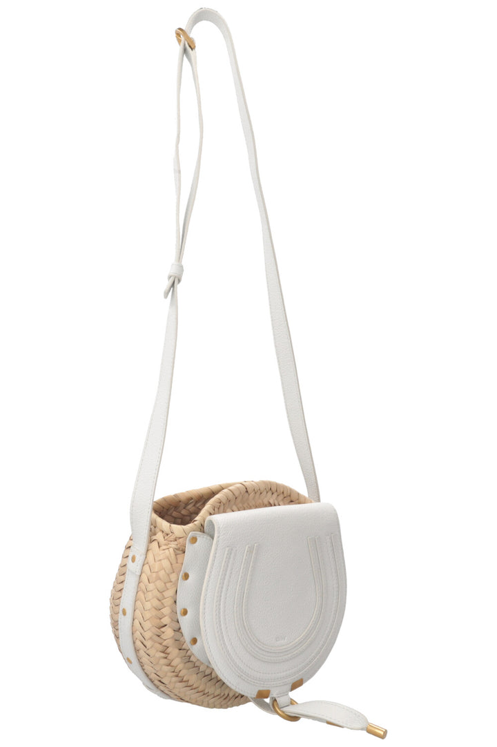 CHLOÉ Marcie Basket Crossbody Bag Small Raffia White