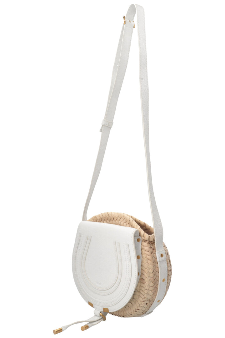 CHLOÉ Marcie Basket Crossbody Bag Small Raffia White