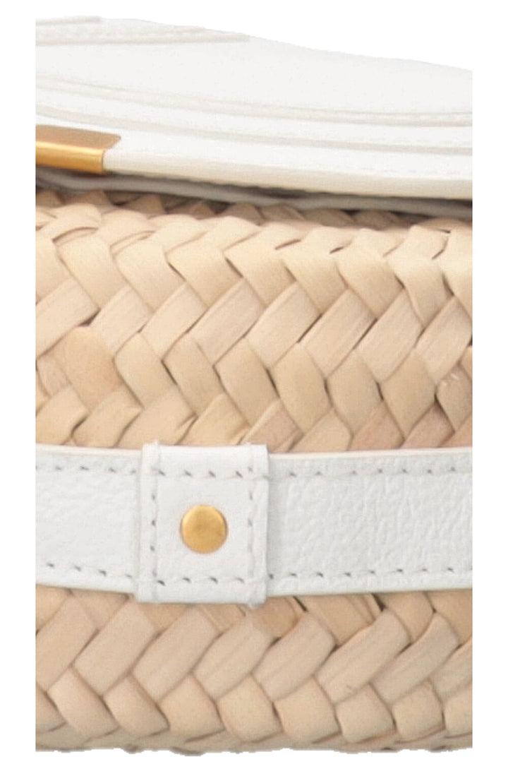 CHLOÉ Marcie Basket Crossbody Bag Small Raffia White