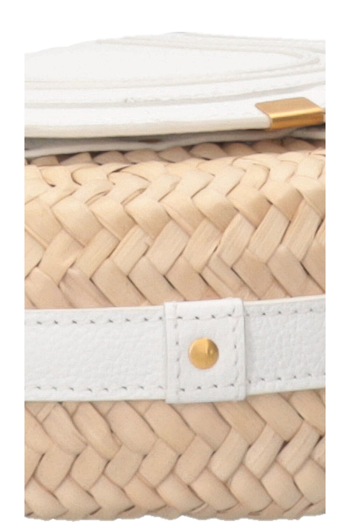 CHLOÉ Marcie Basket Crossbody Bag Small Raffia White