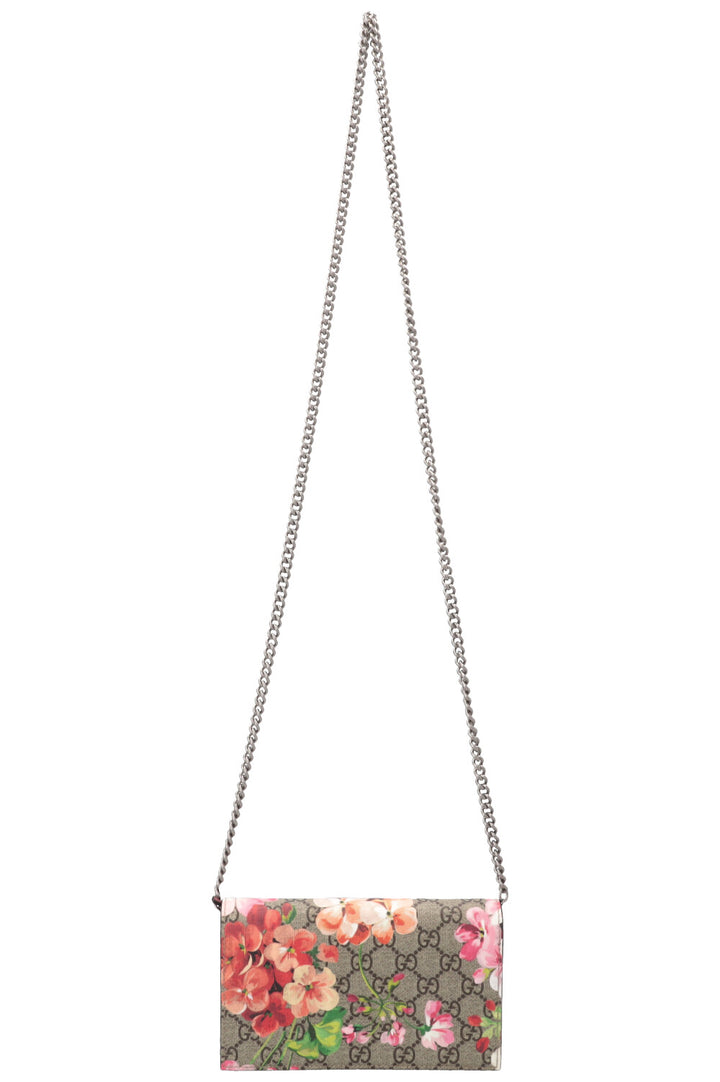 GUCCI Chain Wallet Blooms GG Canvas