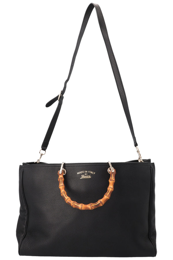 Grand sac fourre-tout en bambou GUCCI noir