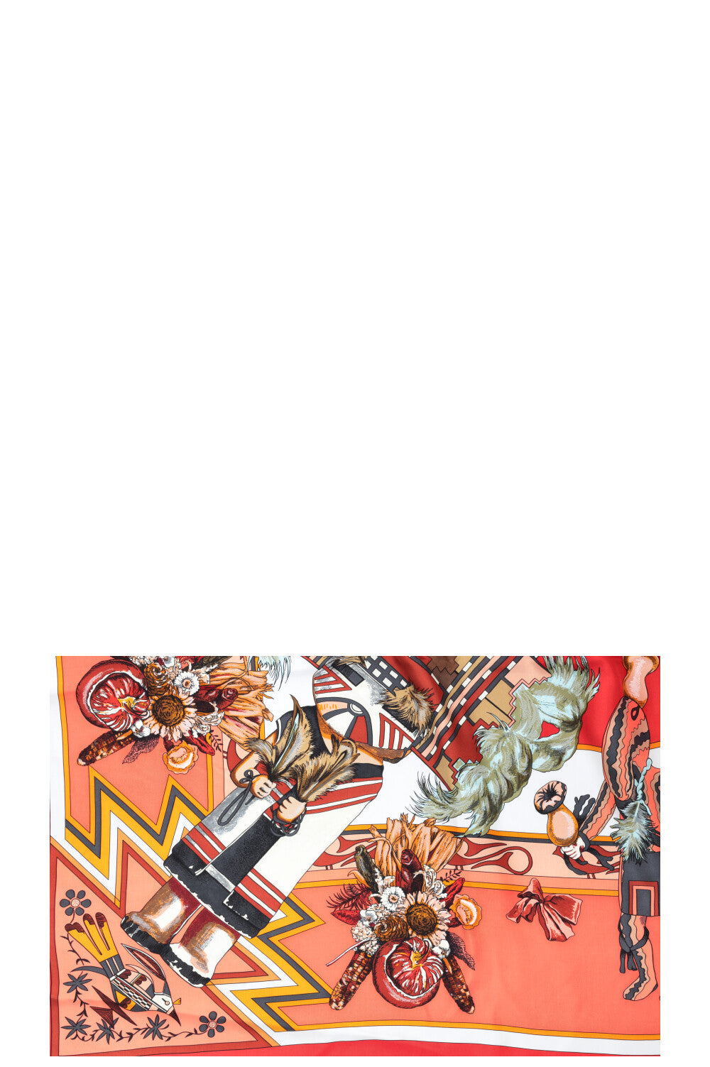 HERMÈS Kachinas Carré 140 Silk Red White