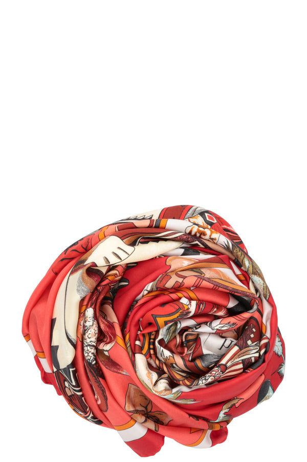 HERMÈS Carré 140 Kachinas Soie Rouge Blanc