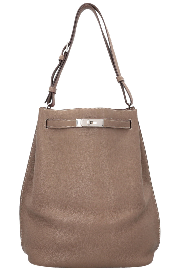 HERMÈS So Kelly 26 Clemence Etoupe Shoulder Bag