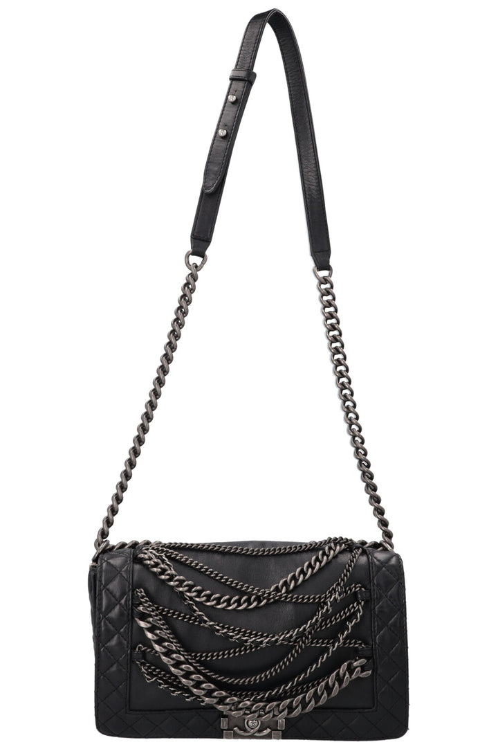 CHANEL Boy Bag Enchained Leather Black