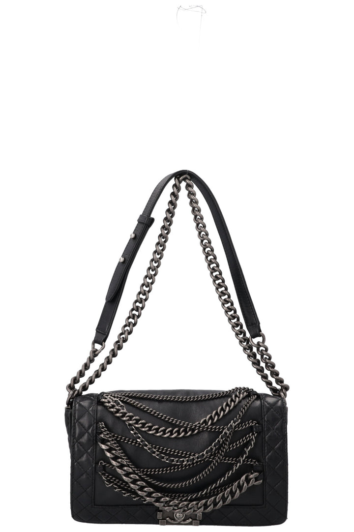 CHANEL Boy Bag Enchained Leather Black