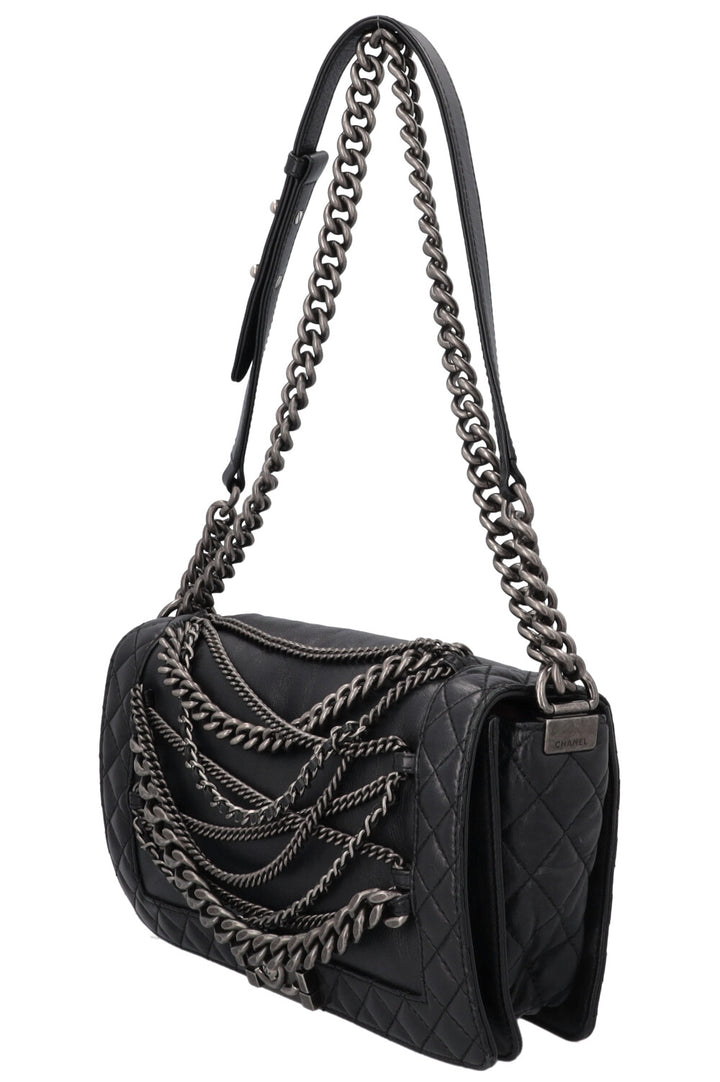 CHANEL Boy Bag Enchained Leather Black