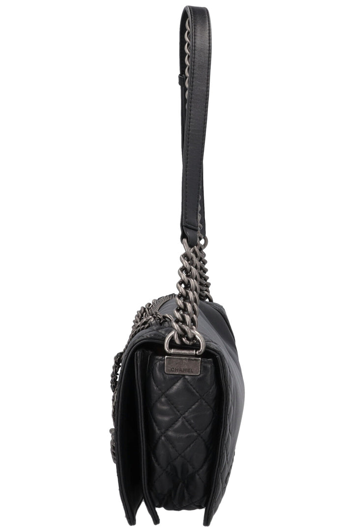 CHANEL Boy Bag Enchained Leather Black