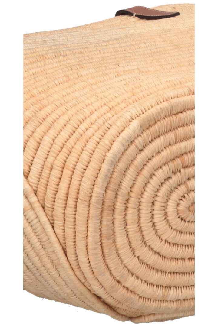 CELINE Classic Braided Triomphe Basket Medium Raffia Tan