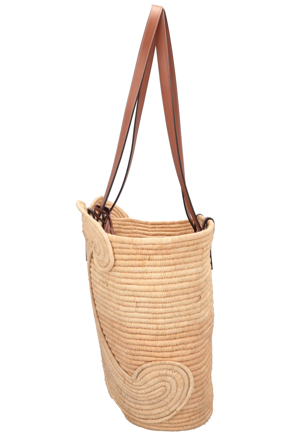 CELINE Classic Braided Triomphe Basket Medium Raffia Tan