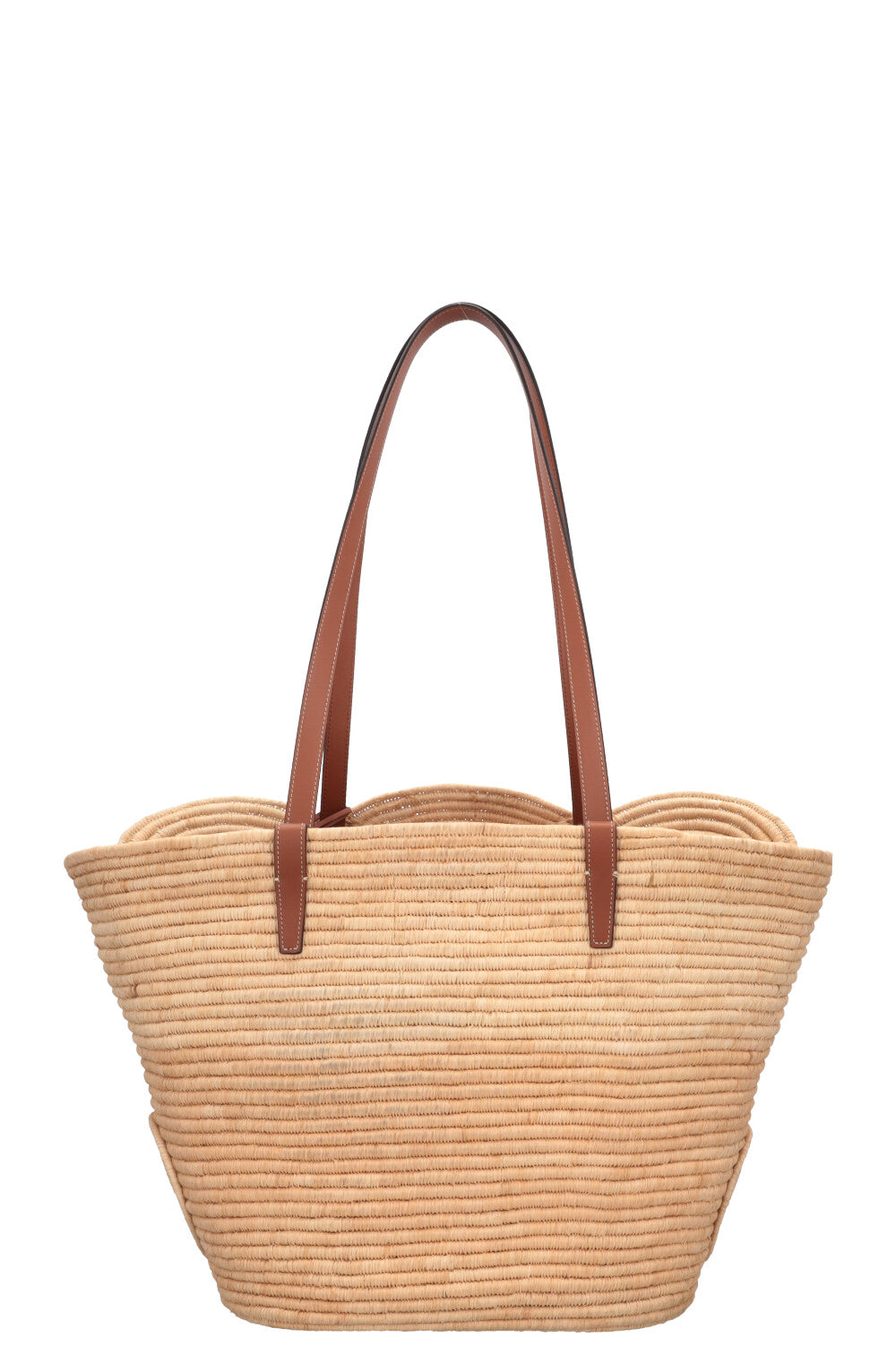 CELINE Classic Braided Triomphe Basket Medium Raffia Tan