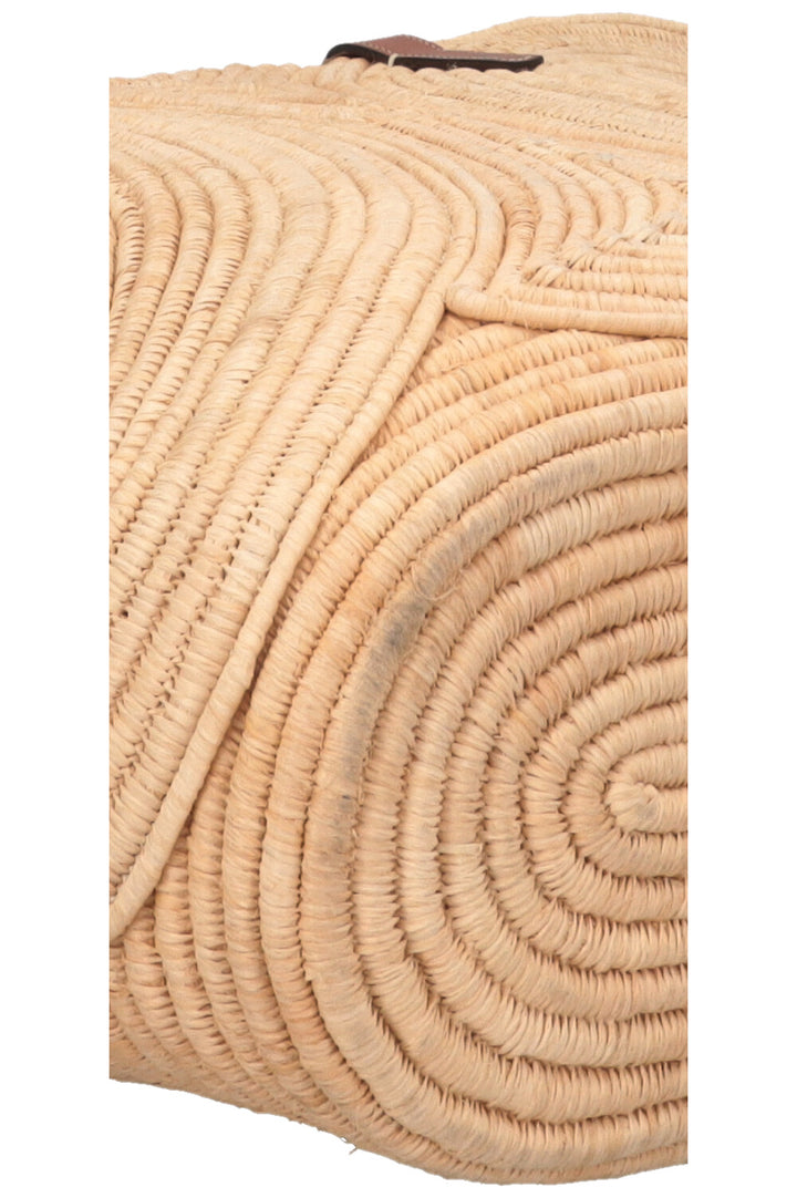 CELINE Classic Braided Triomphe Basket Medium Raffia Tan