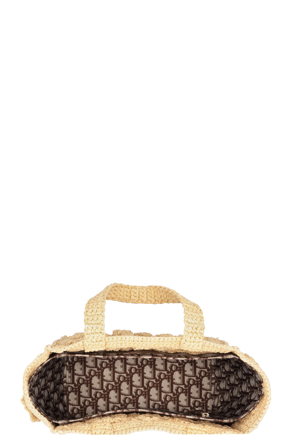 CHRISTIAN DIOR Woven Raffia Book Tote Small Beige