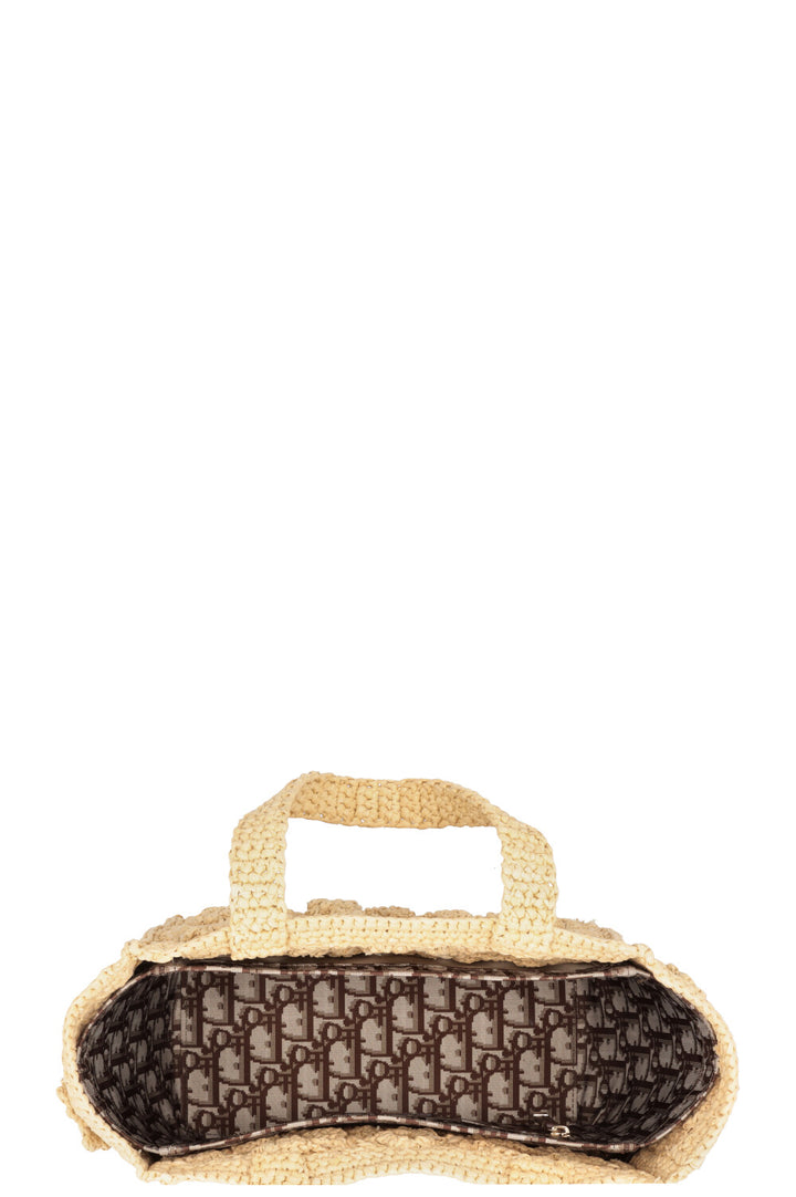 CHRISTIAN DIOR Woven Raffia Book Tote Small Beige