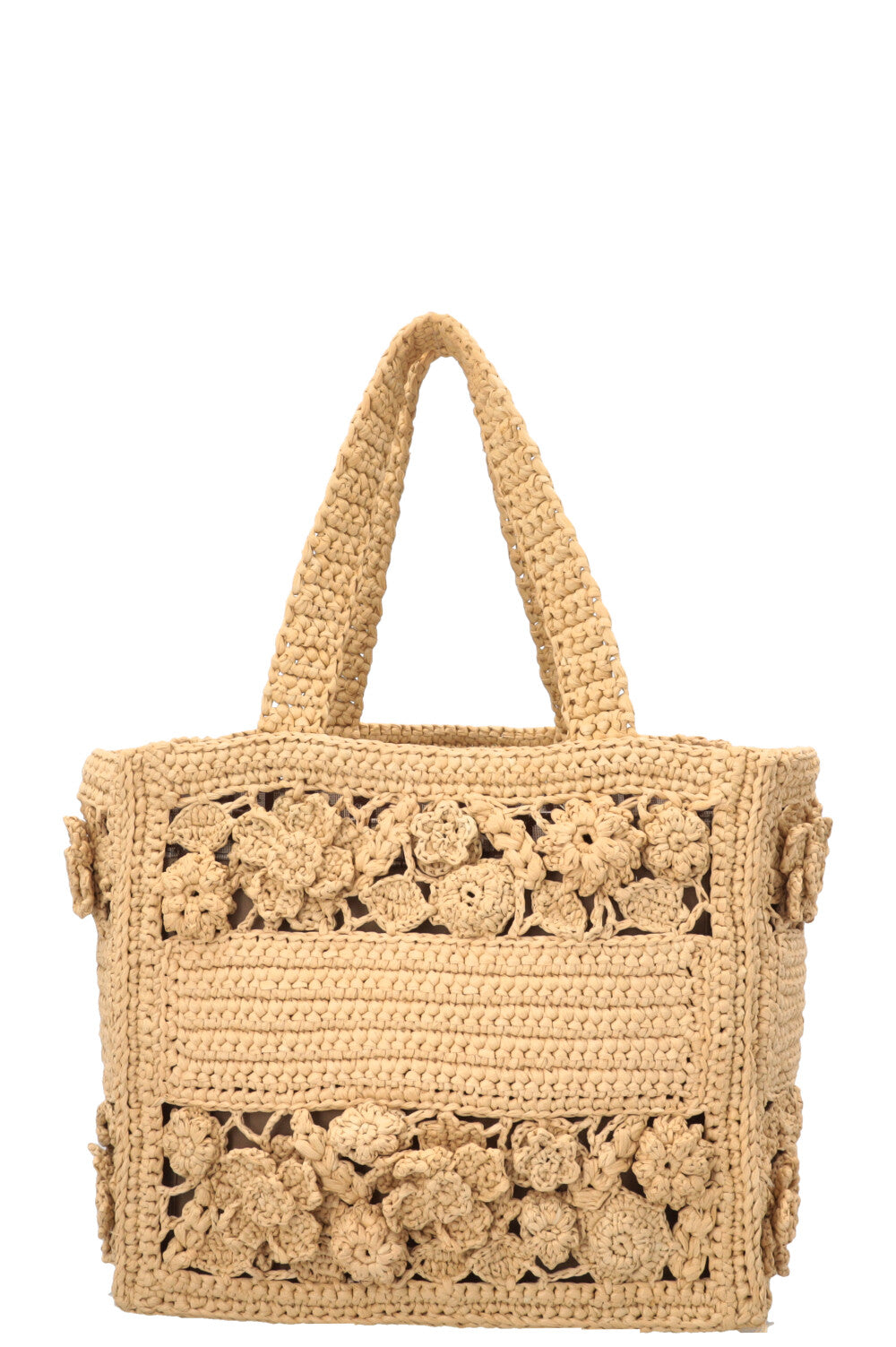 CHRISTIAN DIOR Woven Raffia Book Tote Small Beige