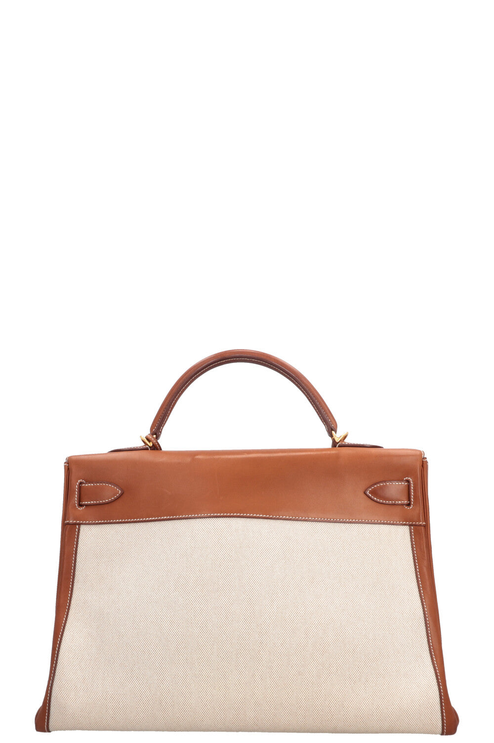 HERMÈS Kelly 40 Retourne Gold Barenia Toile H