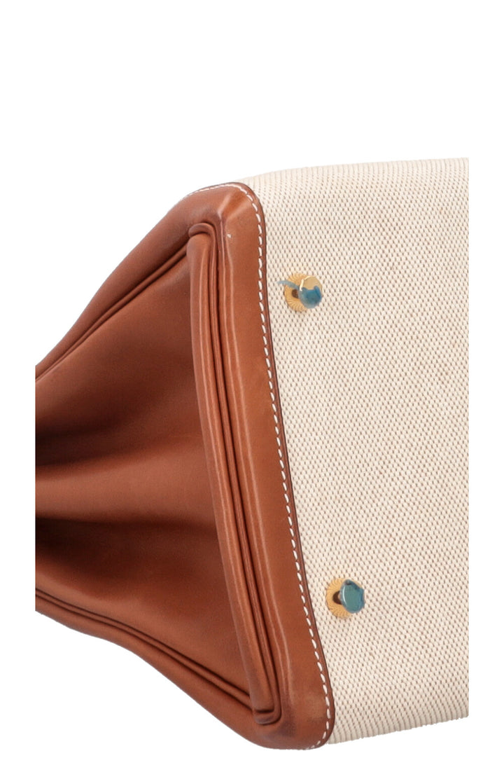 HERMÈS Kelly 40 Retourne Gold Barenia Toile H