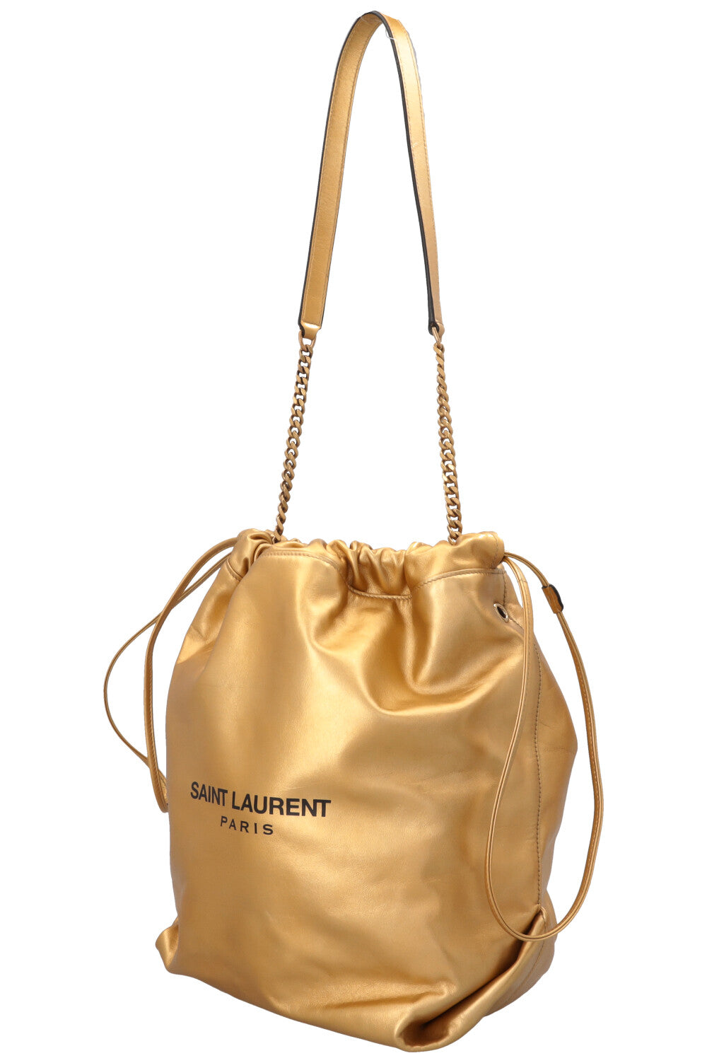 SAINT LAURENT Teddy Sac seau à cordon de serrage Or
