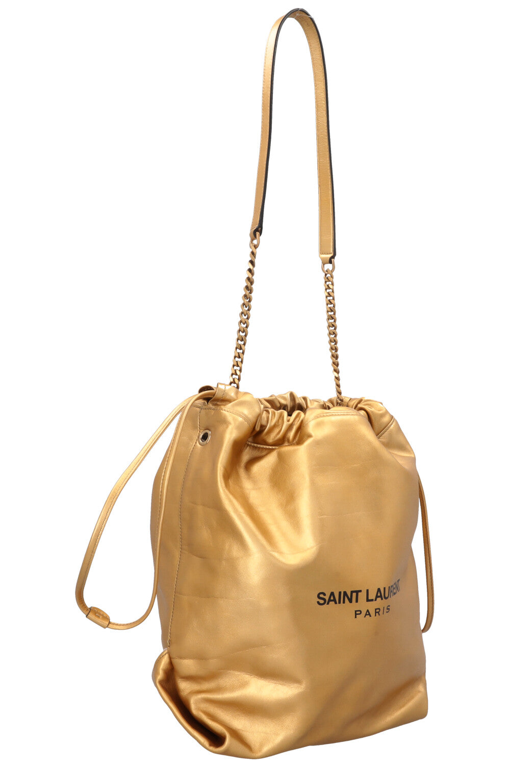 SAINT LAURENT Teddy Sac seau à cordon de serrage Or