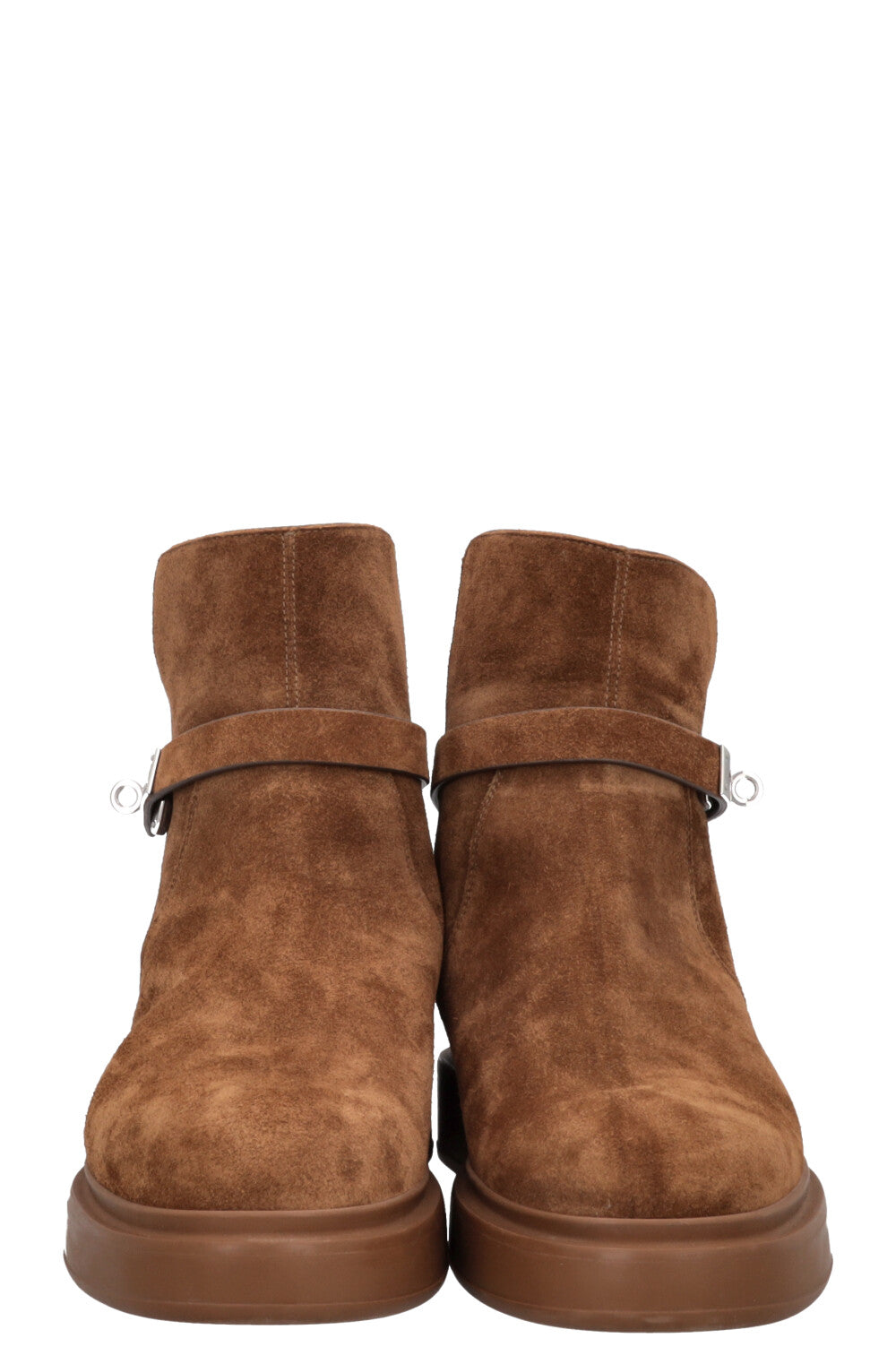 HERMÈS Jeff Shearling Ankle Boots Suede Brown