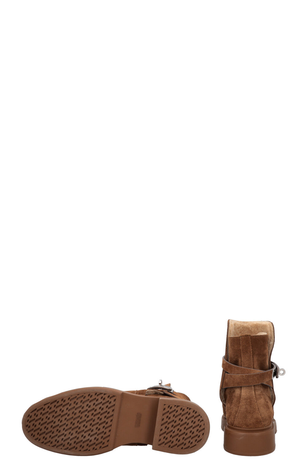 HERMÈS Jeff Shearling Ankle Boots Suede Brown