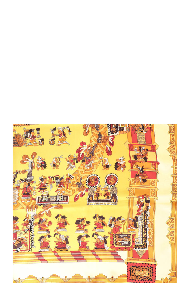 HERMÈS Astres Et Soleils 90 Scarf Silk Yellow Orange