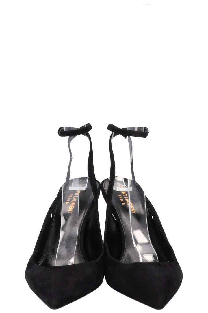 SAINT LAURENT Opyum Slingback Heels Suede Black