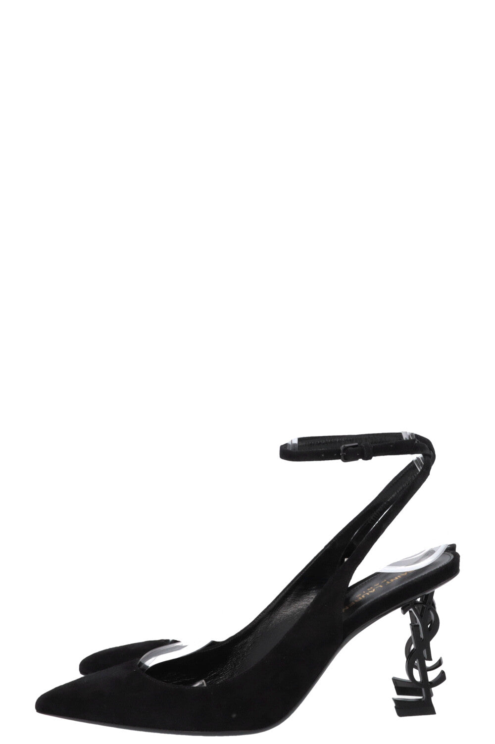 SAINT LAURENT Opyum Slingback Heels Suede Black