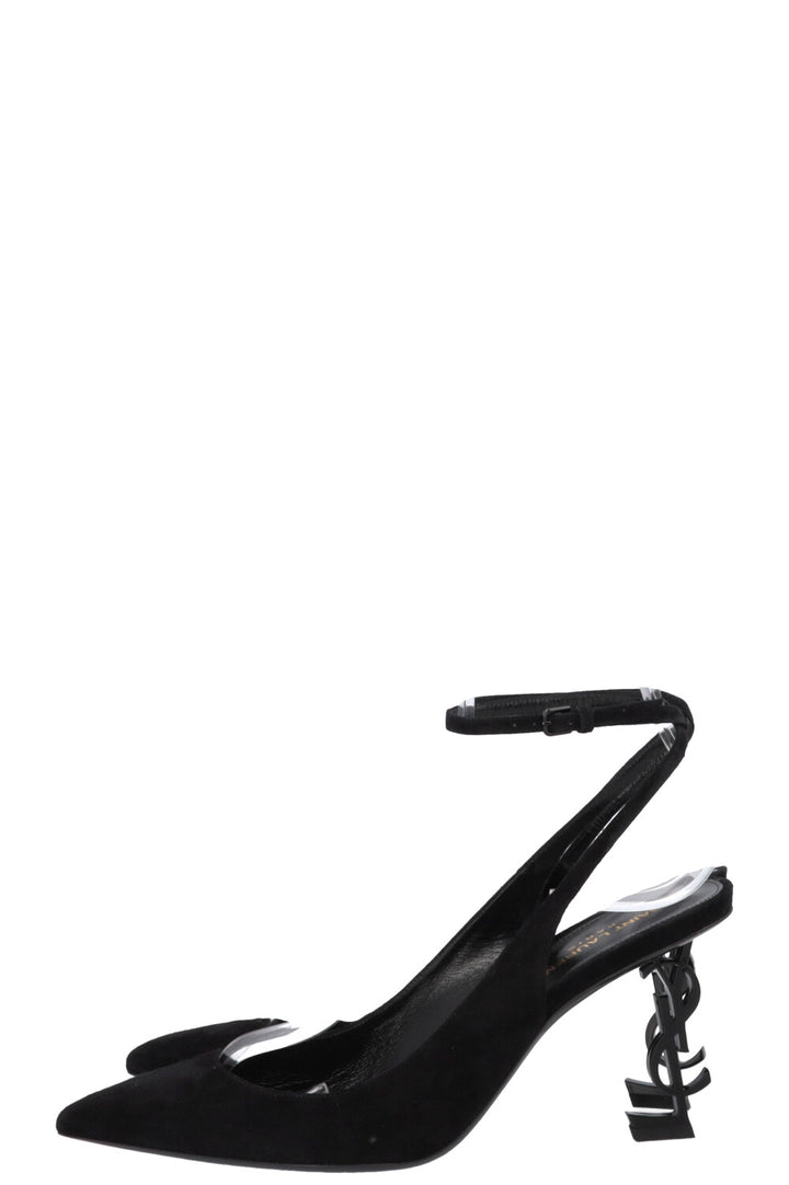 SAINT LAURENT Opyum Slingback Heels Suede Black