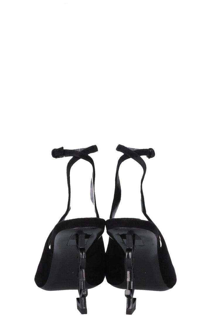 SAINT LAURENT Opyum Slingback Heels Suede Black