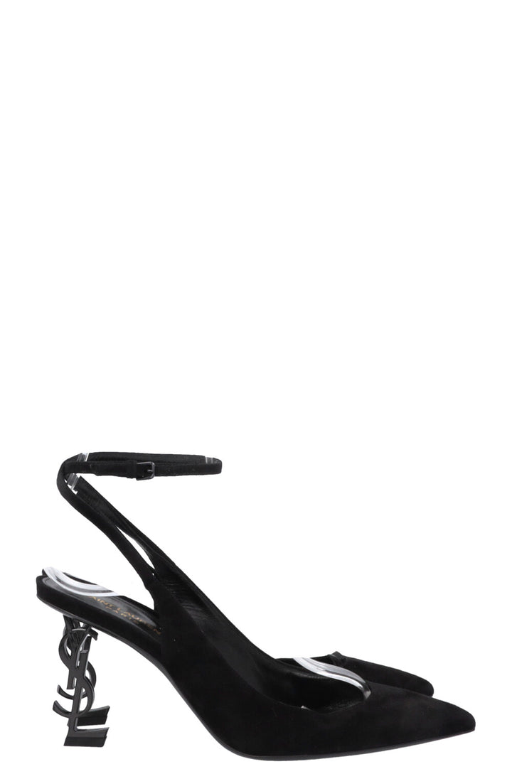 SAINT LAURENT Opyum Slingback Heels Suede Black