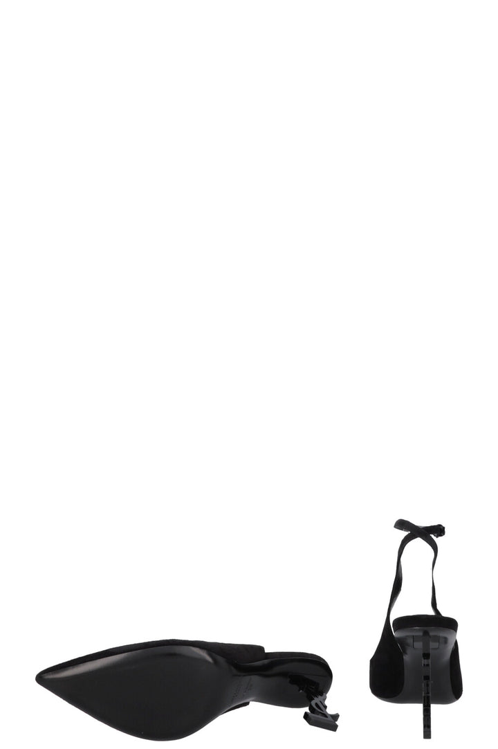 SAINT LAURENT Opyum Slingback Heels Suede Black