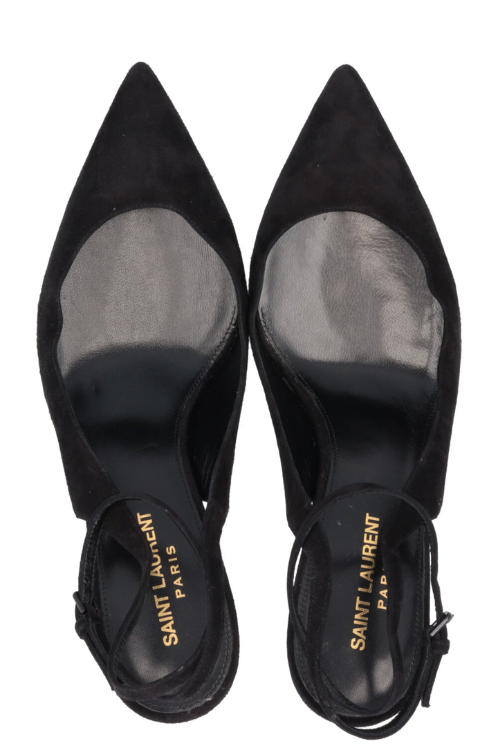 SAINT LAURENT Opyum Slingback Heels Suede Black