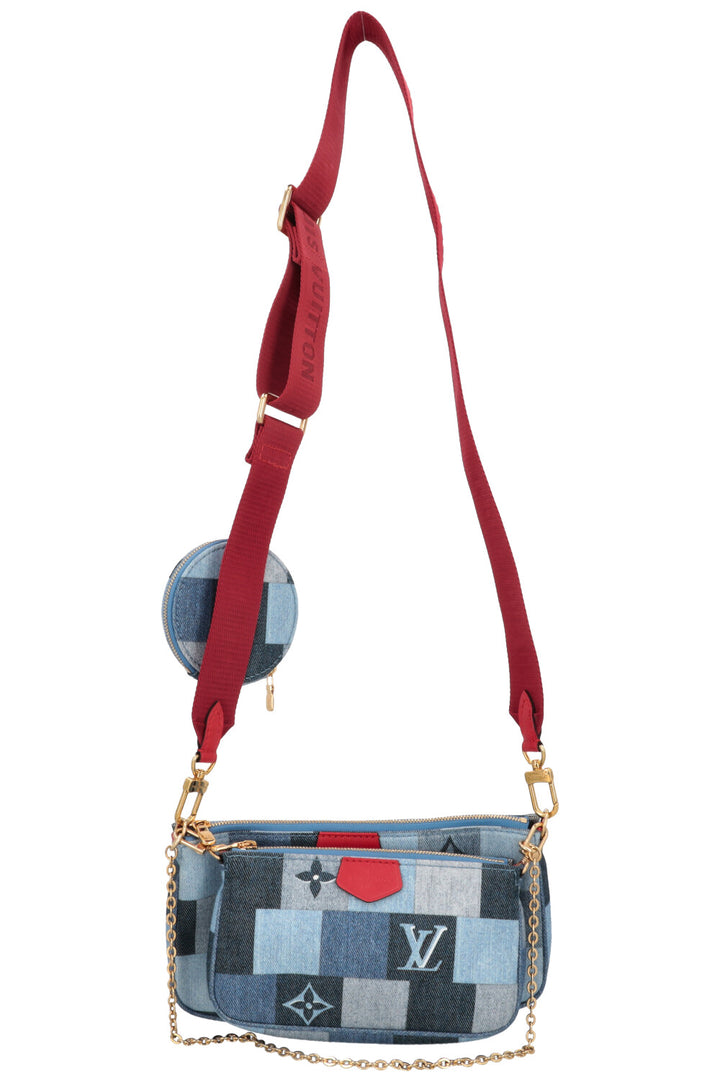 LOUIS VUITTON Multi Pochette Denim Blue Red