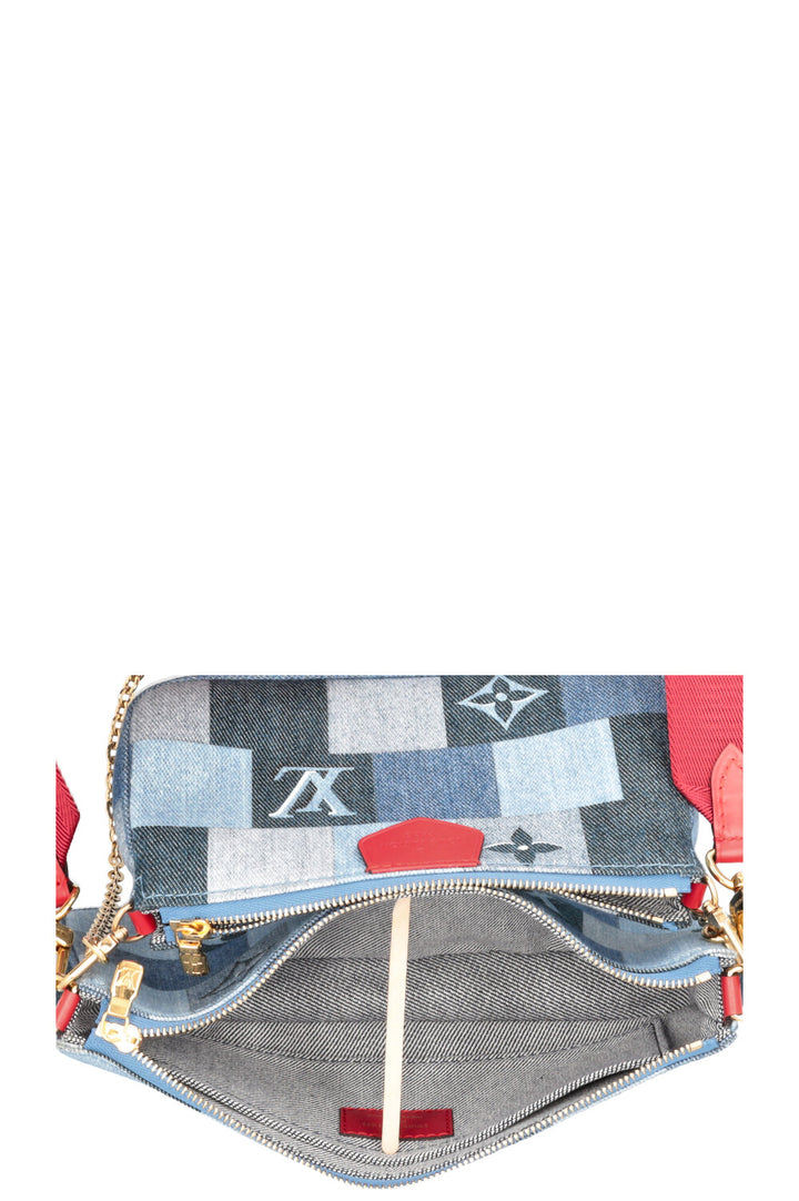 LOUIS VUITTON Multi Pochette Denim Blue Red