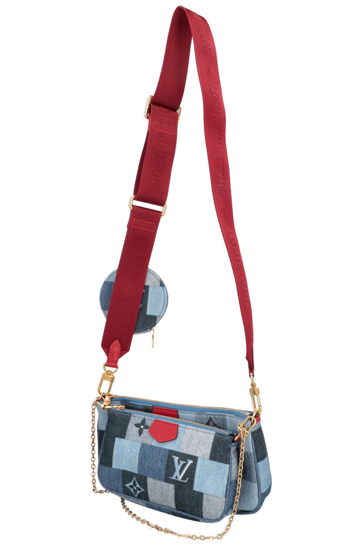 LOUIS VUITTON Multi Pochette Denim Blue Red