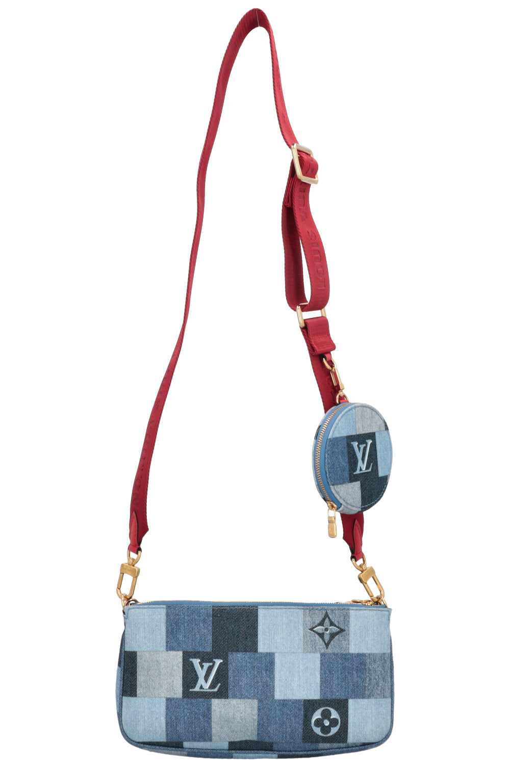LOUIS VUITTON Multi Pochette Denim Blue Red