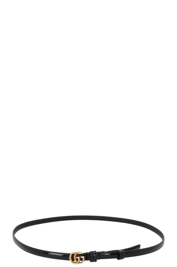 GUCCI Ceinture en cuir verni noir