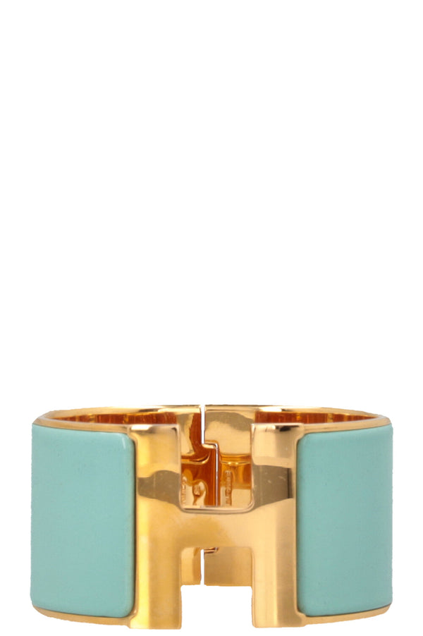 HERMÈS Extra Wide Clic Clac H Bracelet Vert Aqua