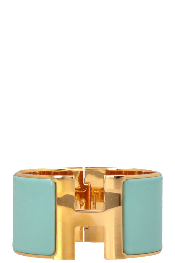HERMÈS Extra Wide Clic Clac H Bracelet Vert Aqua