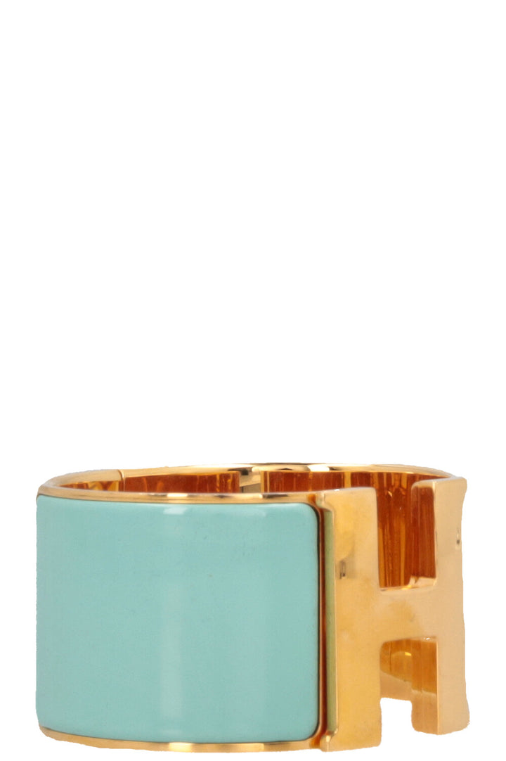 HERMÈS Extra Wide Clic Clac H Bracelet Vert Aqua