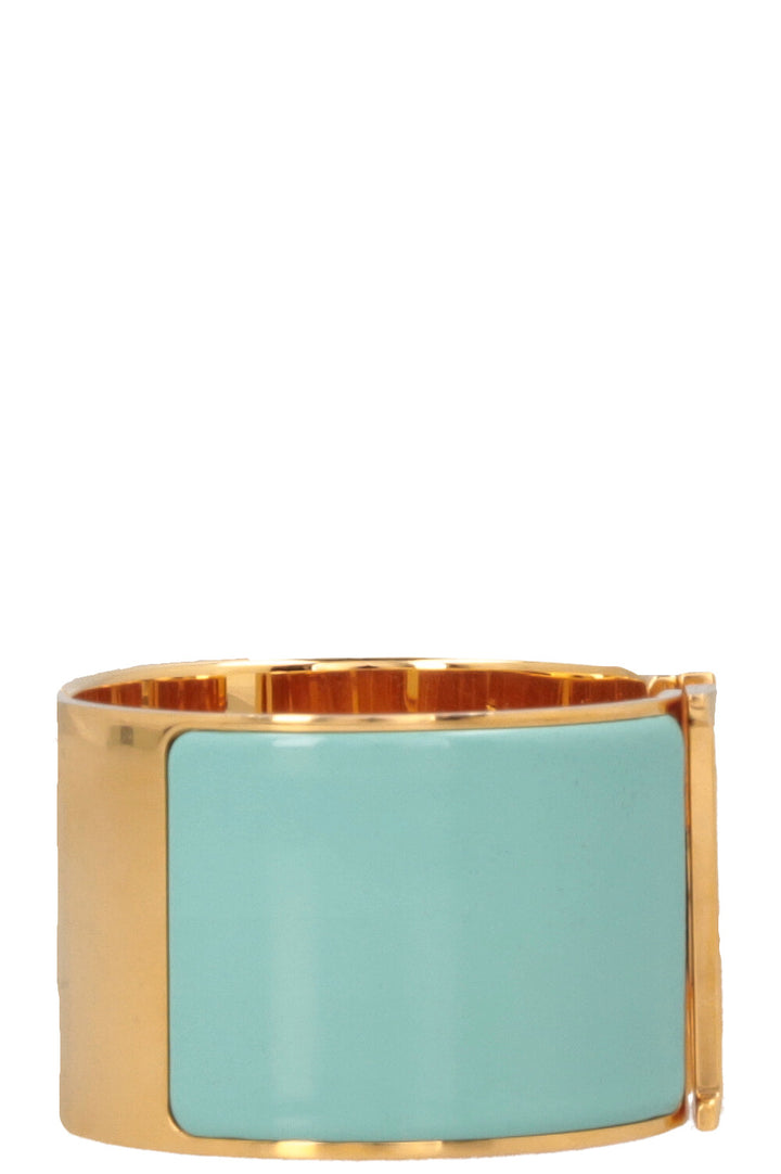 HERMÈS Extra Wide Clic Clac H Bracelet Vert Aqua