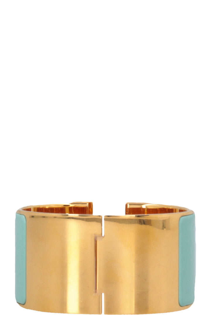 HERMÈS Extra Wide Clic Clac H Bracelet Vert Aqua