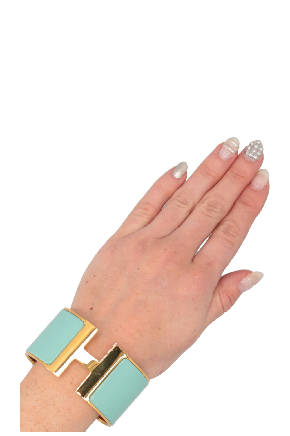 HERMÈS Extra Wide Clic Clac H Bracelet Vert Aqua