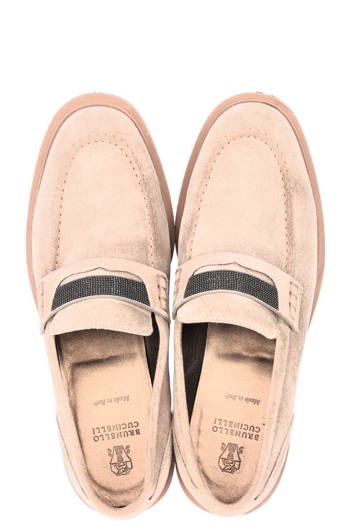 BRUNELLO CUCINELLI Monili Detail Loafers Suede Grey