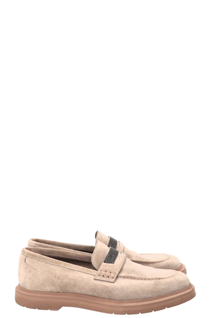 BRUNELLO CUCINELLI Monili Detail Loafers Suede Grey